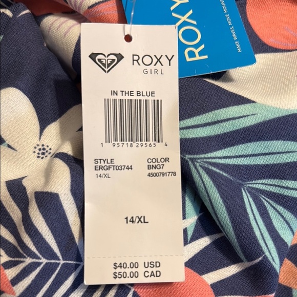Roxy Girl In The Blue Floral Crewneck Pullover Sweatshirt size XL - Picture 6 of 6